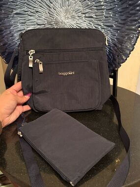 Baggallini 2pc Navy Crossbody Bag with Zip Pouch
